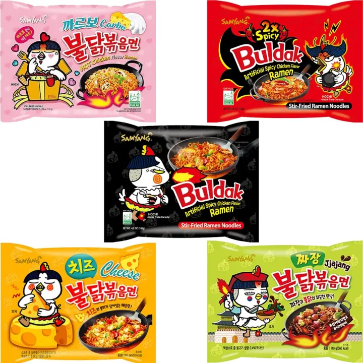 Samyang Buldak Hot Chicken Ramen – 5 Flavor Variety Pack | Authentic Korean Spicy Noodles | Dhushormart.com