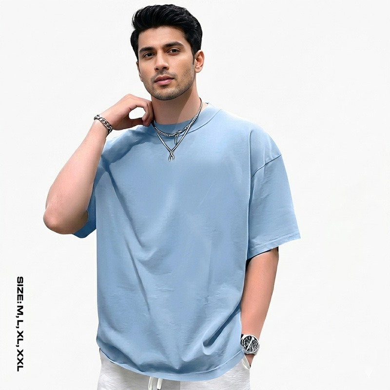 Men’s Stylish Drop Shoulder T-shirt – Blue | Premium Cotton Comfort | Dhushormart.com