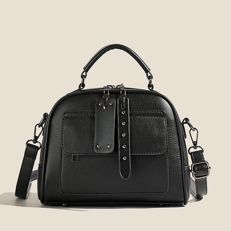 High end ladies’ handbag multi-layer large capacity commuting bag(Black)