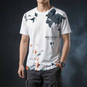 Men's Stylish Sports T-Shirt (Ash+White) – Summer Collection | Premium Quality | Dhushormart.com